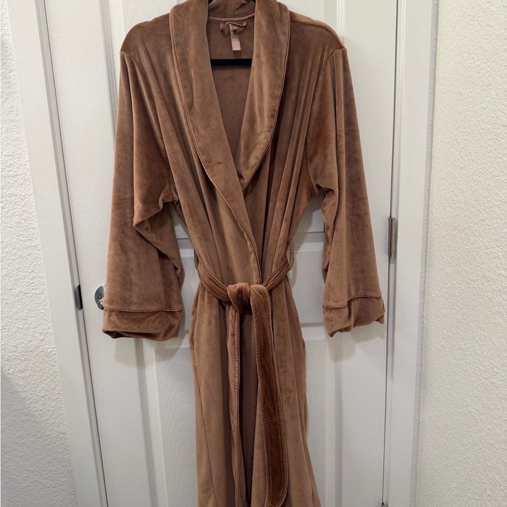 Skims Velour Lounge Robe -  Brown